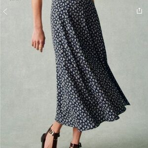 Tabata Navy Floral Skirt